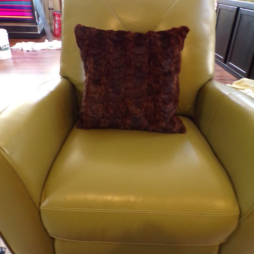real SCULPTED MINK FUR throw accent pillow 17"x17" (cover only), dark brown